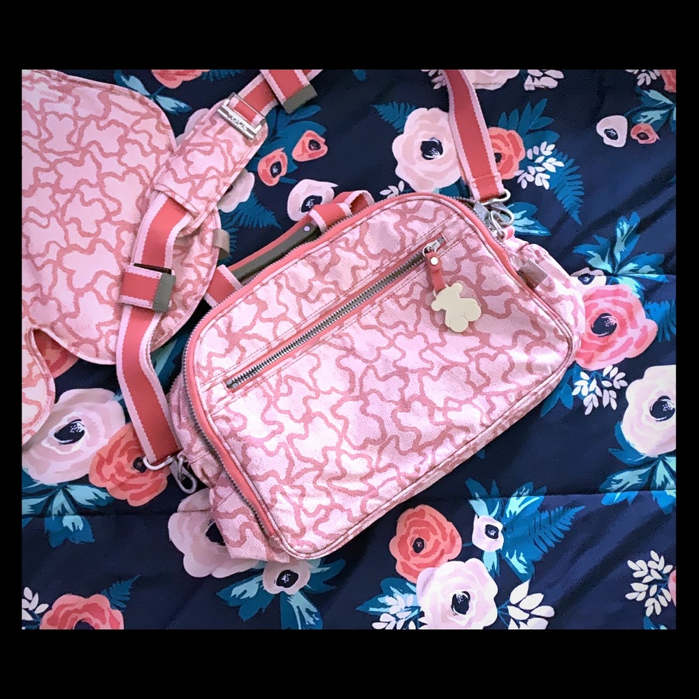 Baby girl diaper bag with changing pad